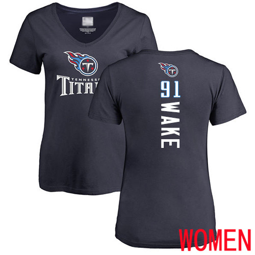 Tennessee Titans nike_titans_3152Navy Blue Women Cameron Wake Backer NFL Football #91 T Shirt